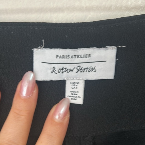 & Other Stories wide leg belted trousers high rise size 4 small black - Picture 4 of 7